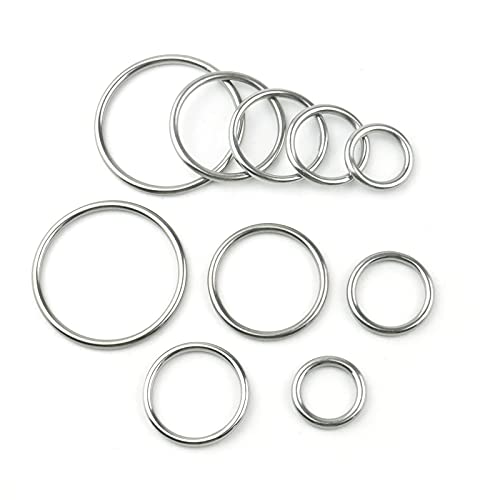 Hamineler 50 Pcs Stainless Steel Smoothing Welded O-Ring, 15/20/25/30/40mm Inside Diameter Metal Round Rings for Camping Belt, Dog Leashes, Hardware (Thickness 3mm, 10 of Each) - Image 4