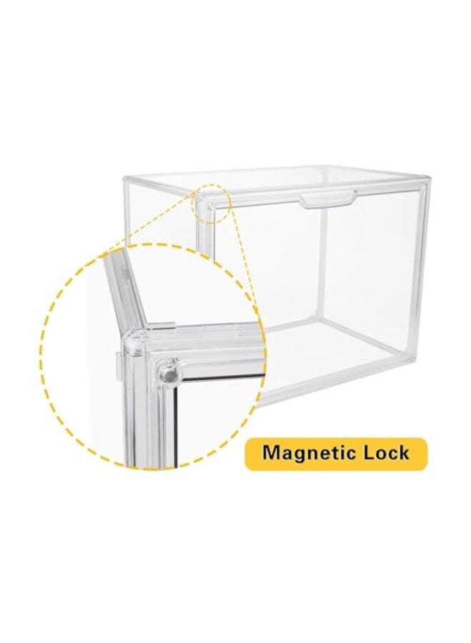 صناديق تخزين بلاستيكية شفافة قابلة للتكديس مع غطاء مغناطيسي، وحافظات عرض مستحضرات تجميل كتب مقاومة للغبار، وصندوق عرض مقتنيات شخصيات كبيرة، وصندوق أحذية، ومنظم حماية شفاف - Image 4