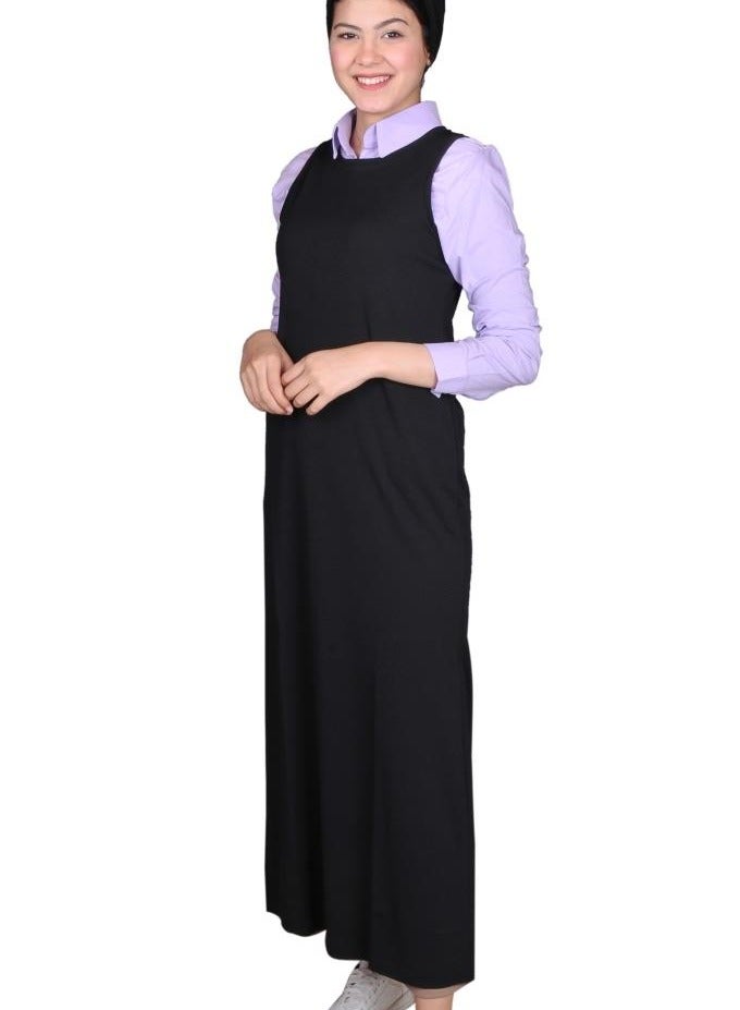 فستان بيزك بدون اكمام - لون اسود - Image 1