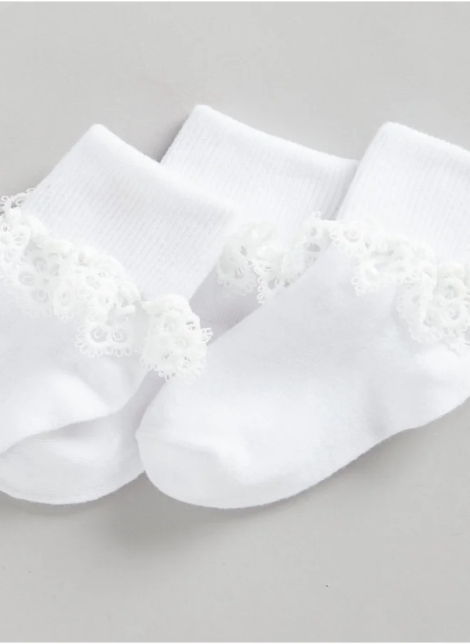 مذركير White Lace Turn-Over-Top Socks - 3 Pack