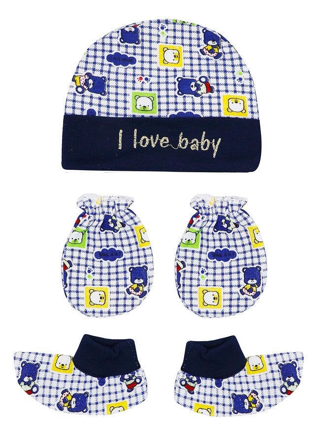 Fancy Walas Presents New-Born Baby Cap and Mittens Booties Combo Set for Baby Girls and Boys Gift Set (Pack of 4 Pcs) - Image 4