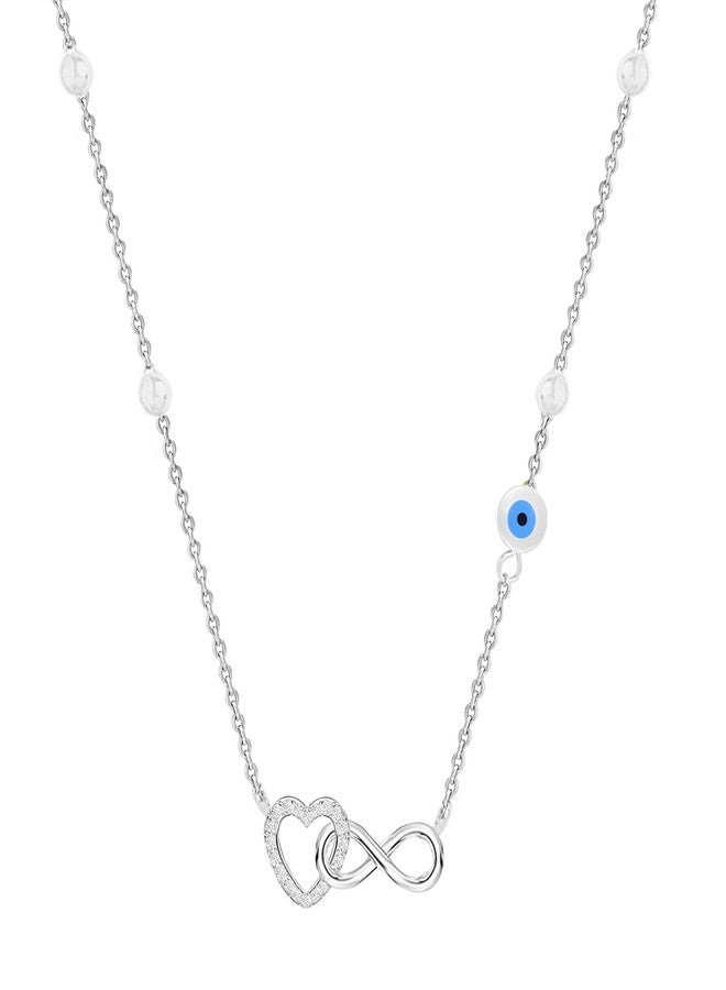 MINUTIAE Womens Silver-Plated Stones-Studded Pendant Necklace With Chain MNT0429RD_S - Image 1