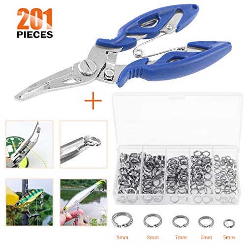 Rustark 201 Pcs Stainless Steel Fishing Split Rings 5 Sizes Double High Strength Lure Tackle Connector kit with Fishing Pliers Fish Hook Remover Fishing Tackle for Freshwater and Saltwater - Image 4