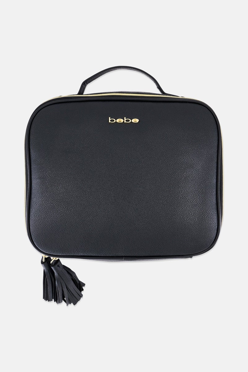 bebe Women Brand Logo Vanity Cosmetic Bag, Black  - Image 1