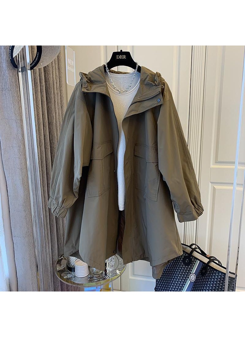 Generic - Designer Patchwork Hooded Trench Coat for Women English Brown - Image 1