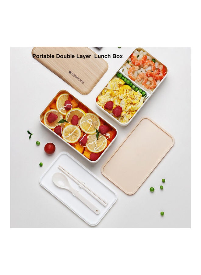 2 Layers Microwave Heating Food Containers With Elastic Band Black/Beige 18.5x10.5x10.0cm - Image 4