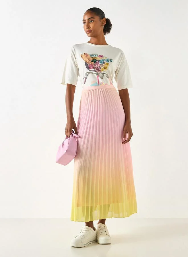 ايكونيك تنورة إيه لاين متدرجة اللون بتفاصيل طيات من آيكونيك