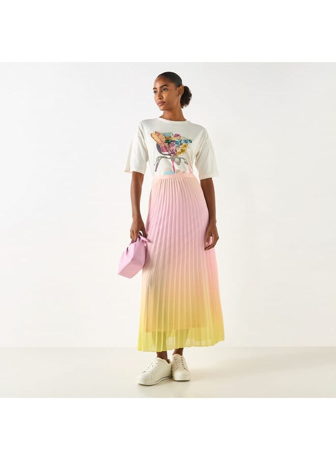 Iconic Iconic Ombre A-line Skirt with Pleat Detail  - Image 2