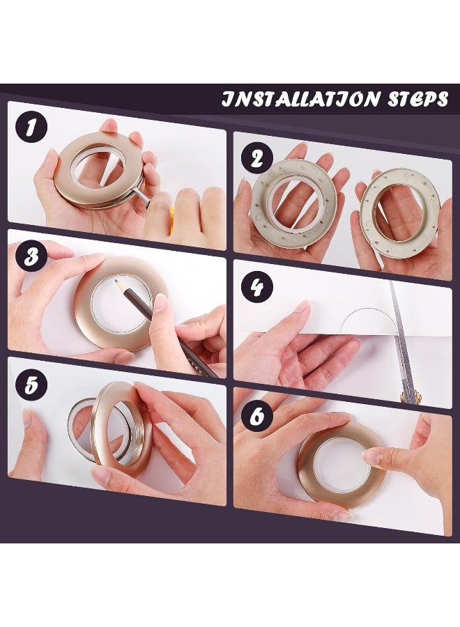 WCIC 32 PCS Curtain Grommets 40mm Roman Ring Inner Diameter (1-9/16") Nanoscale Low Noise Shower Curtain Rings for Curtain Rod Plastic Curtain Grommet Kit Matte Coffee - Image 4