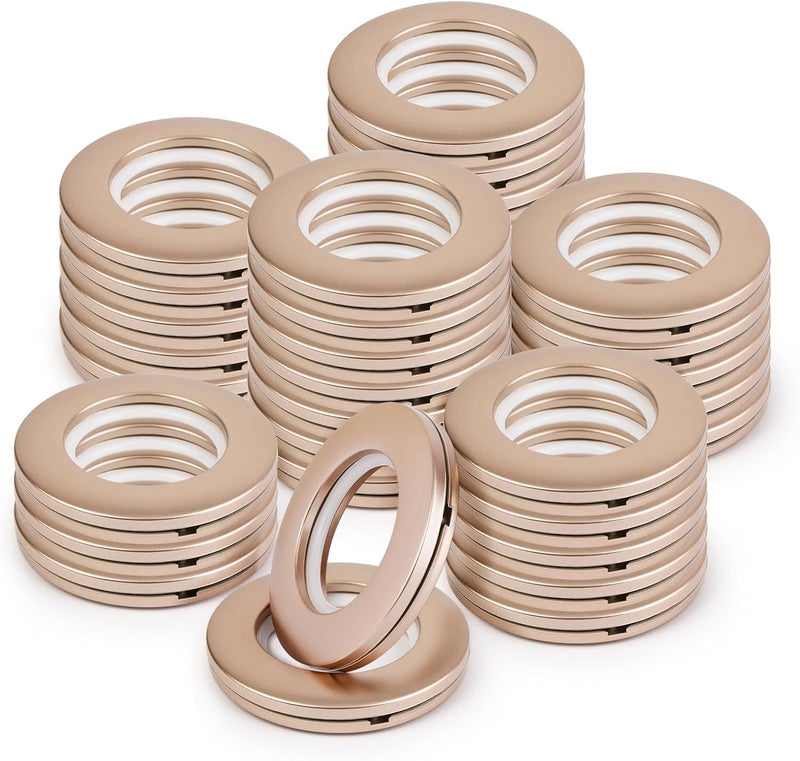 WCIC 32 PCS Curtain Grommets 40mm Roman Ring Inner Diameter (1-9/16") Nanoscale Low Noise Shower Curtain Rings for Curtain Rod Plastic Curtain Grommet Kit Matte Coffee - Image 1