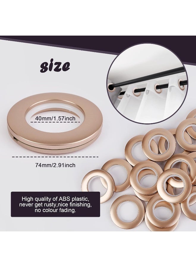 WCIC 32 PCS Curtain Grommets 40mm Roman Ring Inner Diameter (1-9/16") Nanoscale Low Noise Shower Curtain Rings for Curtain Rod Plastic Curtain Grommet Kit Matte Coffee - Image 3