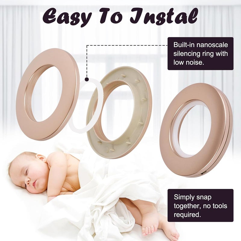 WCIC 32 PCS Curtain Grommets 40mm Roman Ring Inner Diameter (1-9/16") Nanoscale Low Noise Shower Curtain Rings for Curtain Rod Plastic Curtain Grommet Kit Matte Coffee - Image 2