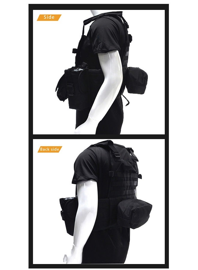 DUNISO سترة تكتيكية، سترة متعددة الوظائف قابلة للتنفس، سترة واقية للتدريب، سترة صيد تكتيكية، قابلة للتعديل، مناسبة للتخييم، الألعاب، الأنشطة الخارجية، التدريب، سوداء - Image 5