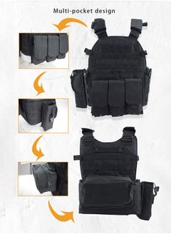 DUNISO Tactical vest, multi functional breathable vest, training protective vest, tactical hunting vest, adjustable, suitable for camping, gaming, outdoor activities, training, black  - Image 2