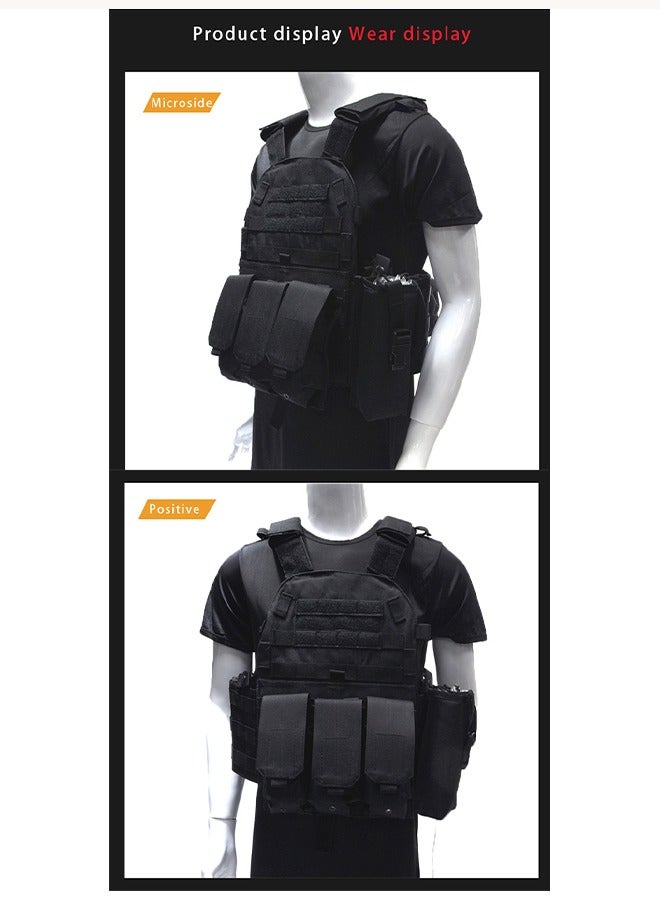 DUNISO سترة تكتيكية، سترة متعددة الوظائف قابلة للتنفس، سترة واقية للتدريب، سترة صيد تكتيكية، قابلة للتعديل، مناسبة للتخييم، الألعاب، الأنشطة الخارجية، التدريب، سوداء - Image 4