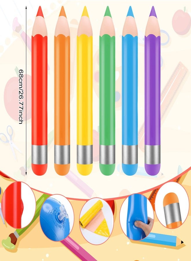 Blueweenly 12 Pcs 27" Back to School Inflatable Pencil Balloon Hanging Blow up Pencils Decoration Arch Garland Kit Giant Large Balloon for First Day of School Welcome Party Photo Prop Classroom Celing - Image 2
