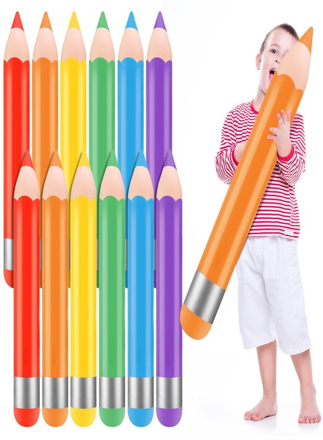Blueweenly 12 Pcs 27" Back to School Inflatable Pencil Balloon Hanging Blow up Pencils Decoration Arch Garland Kit Giant Large Balloon for First Day of School Welcome Party Photo Prop Classroom Celing - Image 1