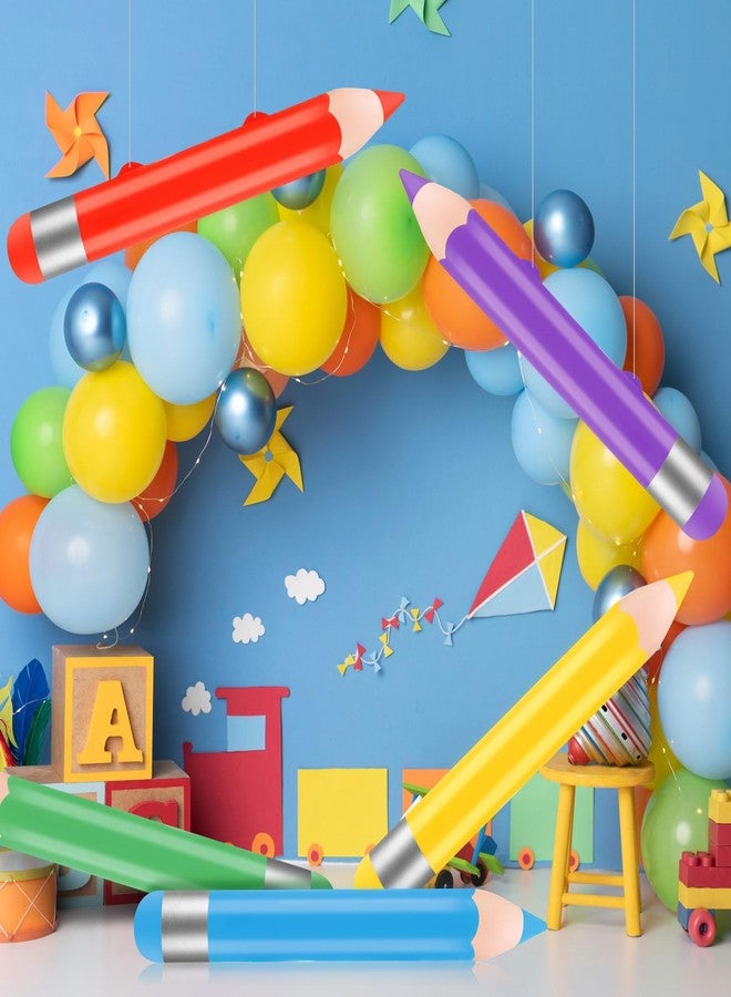 Blueweenly 12 Pcs 27" Back to School Inflatable Pencil Balloon Hanging Blow up Pencils Decoration Arch Garland Kit Giant Large Balloon for First Day of School Welcome Party Photo Prop Classroom Celing - Image 4