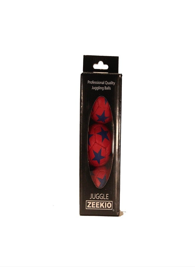 Zeekio Satellite Juggling Ball Set of 3 - Millet filled-67mm-125g - Great Grip - 12 Panel- 3 Ball (Red with Blue Stars) - Image 2