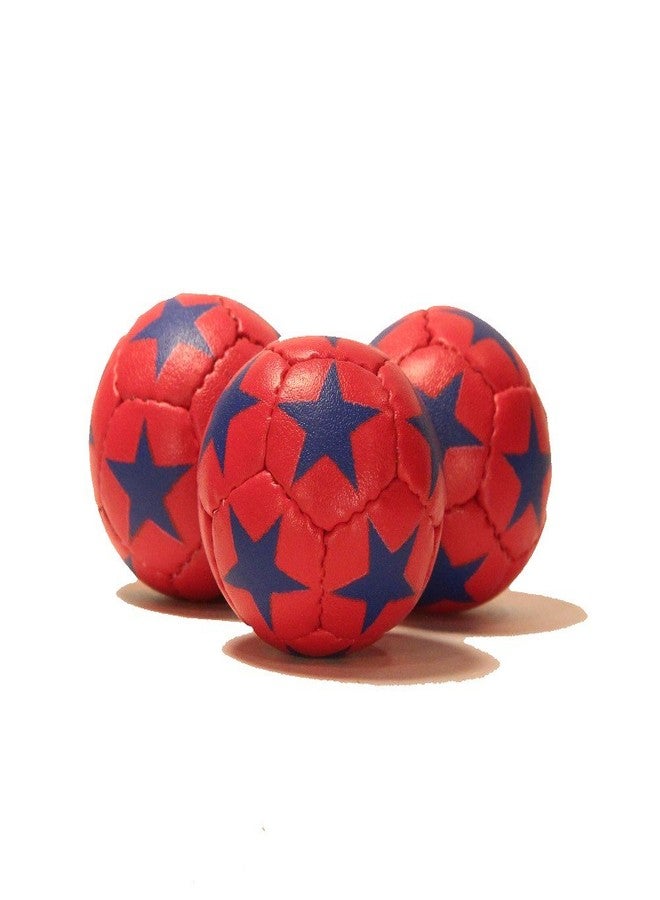 Zeekio Satellite Juggling Ball Set of 3 - Millet filled-67mm-125g - Great Grip - 12 Panel- 3 Ball (Red with Blue Stars) - Image 1