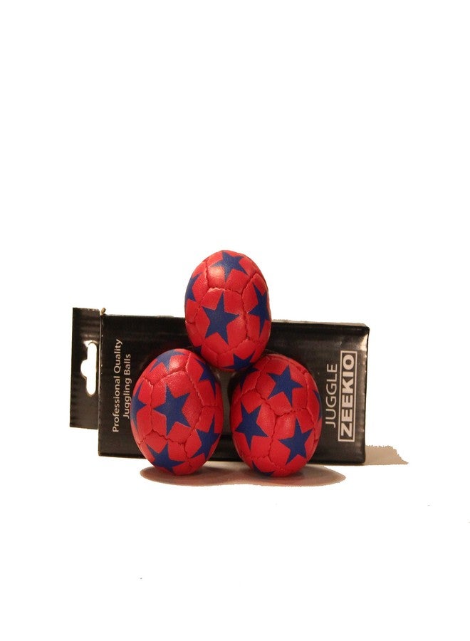 Zeekio Satellite Juggling Ball Set of 3 - Millet filled-67mm-125g - Great Grip - 12 Panel- 3 Ball (Red with Blue Stars) - Image 3