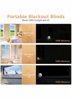 VINSOC Blackout Blind Portable Blackout Shades Window Stick On Window No Drill Material Curtains 100% Blackout Material Temporary Blinds for Baby Nursery, Bedroom, Dorm Room, Office or Travel Use 100x145cm  - Image 4