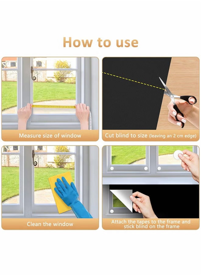 VINSOC - Blackout Blind Portable Blackout Shades Window Stick On Window No Drill Material Curtains 100% Blackout Material Temporary Blinds for Baby Nursery, Bedroom, Dorm Room, Office or Travel Use 100x145cm - Image 1