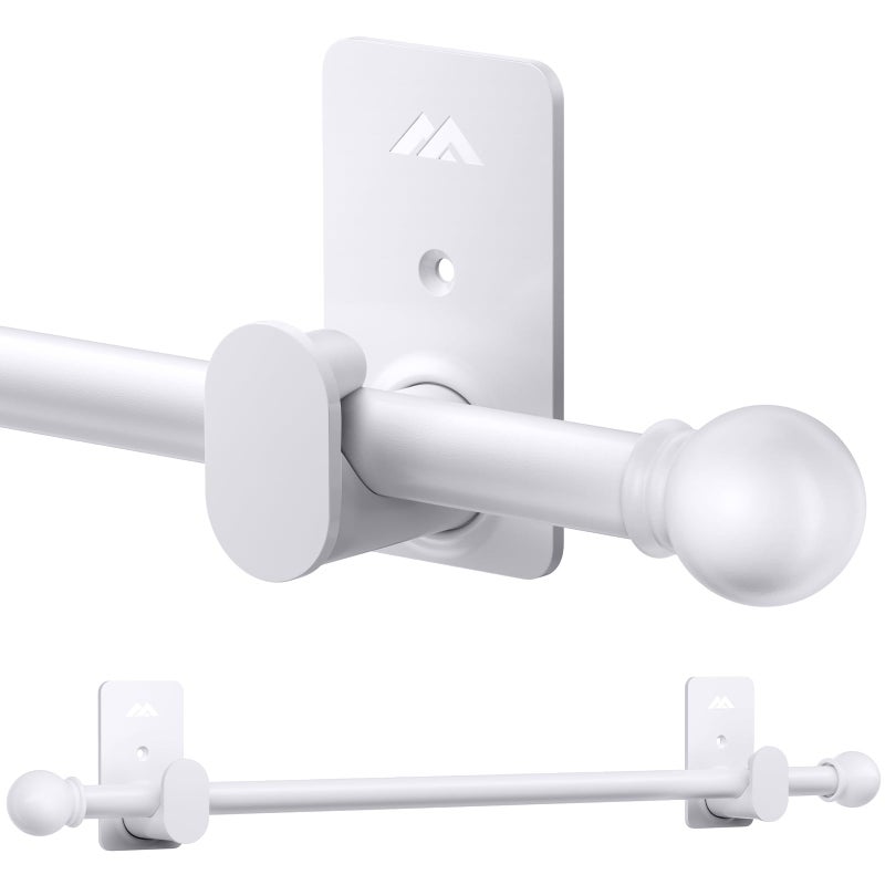 ZNONOX Curtain Rods No Drilling for Windows 30 to 60 Inches58 Inch Diameter No Drill Curtain Rod Set with 3M Adhesive Brackets White