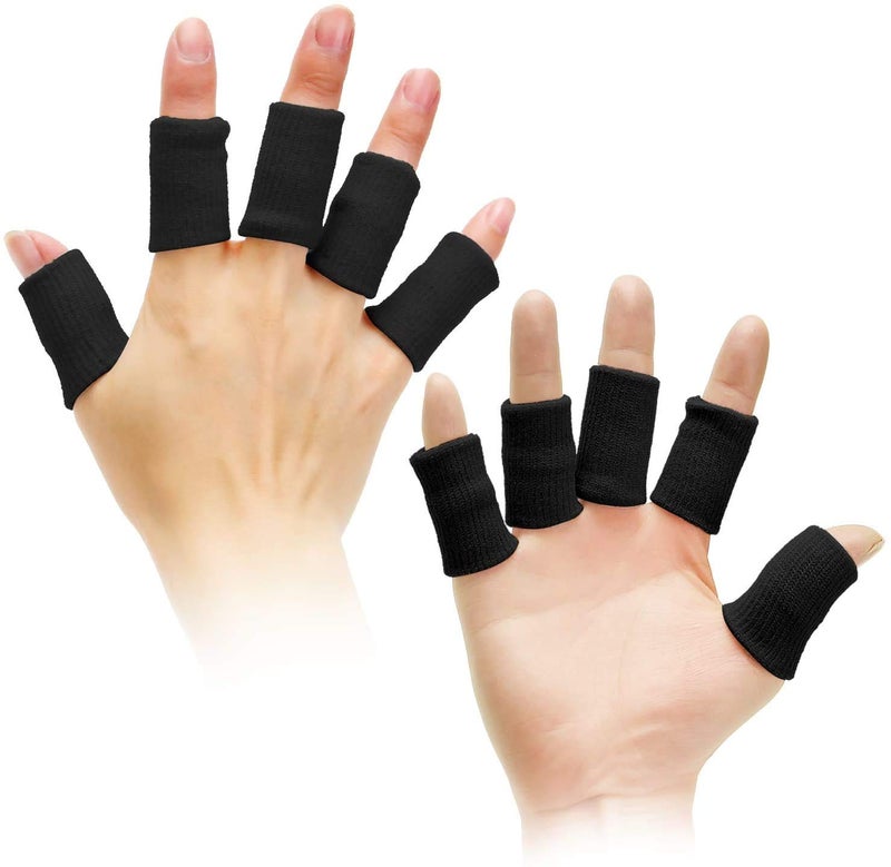 Cute critters 10Pcs Finger Sleeves Protectors Thumb Brace Support Elastic Compression Protector For Relieving Pain, Arthritis,Trigger Finger, Sports (Black), Free size - Image 1