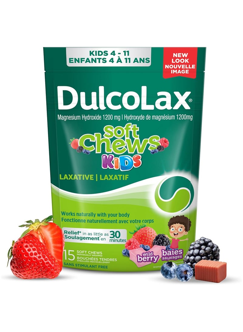 دلكولاكس Dulcolax Soft Chews Kids, Laxative Wild Berry, 15 Count