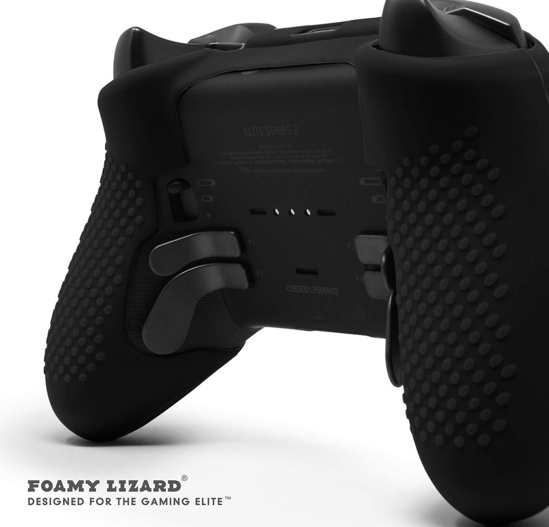 Foamy Lizard Elite Series 2 Studded Grip Skin for Xbox One Elite Series 2 Controller (NOT for Series X/S/Elite 1) by Foamy Lizard - Sweat Free Silicone w/Flat Top Anti-Slip Studs + 8 QSX-Elite Thumb Grips (Black) - Image 3
