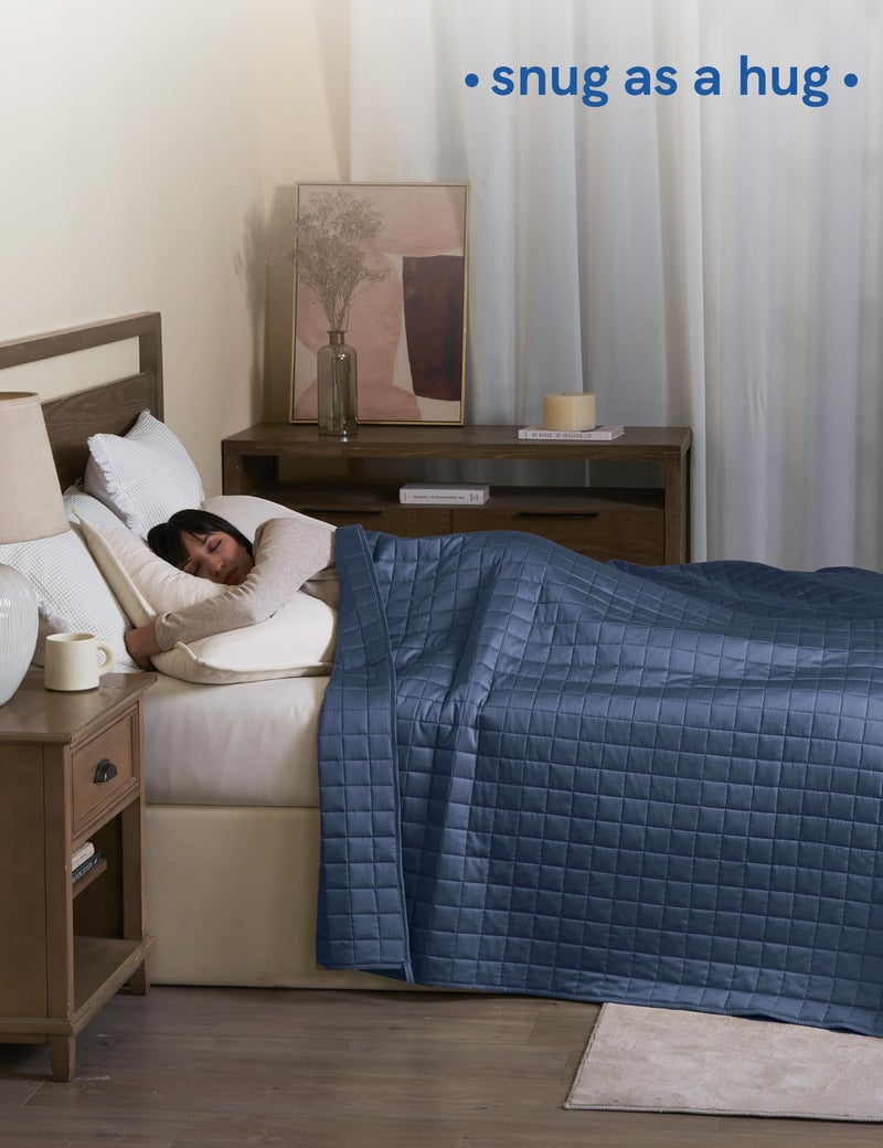 YnM Exclusive Cooling Weighted Blanket Rayon, Bed Blanket for One Person of 110lbs, Ideal for Twin/Full Bed (48x72 Inches, 12 Pounds, Blue Grey) - Image 4