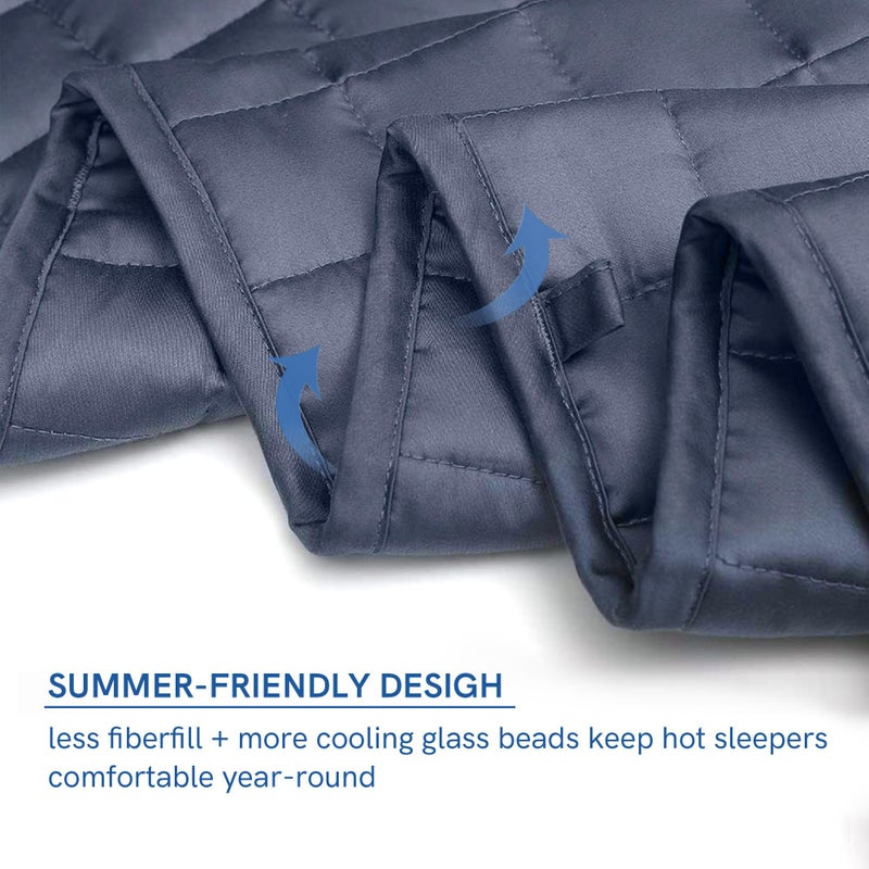 YnM Exclusive Cooling Weighted Blanket Rayon, Bed Blanket for One Person of 110lbs, Ideal for Twin/Full Bed (48x72 Inches, 12 Pounds, Blue Grey) - Image 5