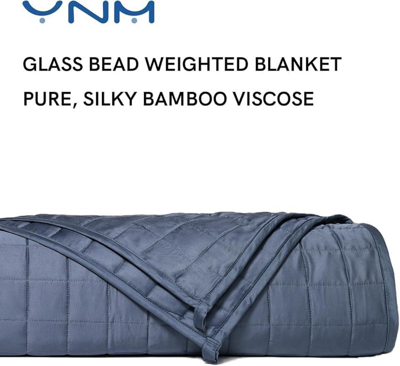YnM Exclusive Cooling Weighted Blanket Rayon, Bed Blanket for One Person of 110lbs, Ideal for Twin/Full Bed (48x72 Inches, 12 Pounds, Blue Grey) - Image 2