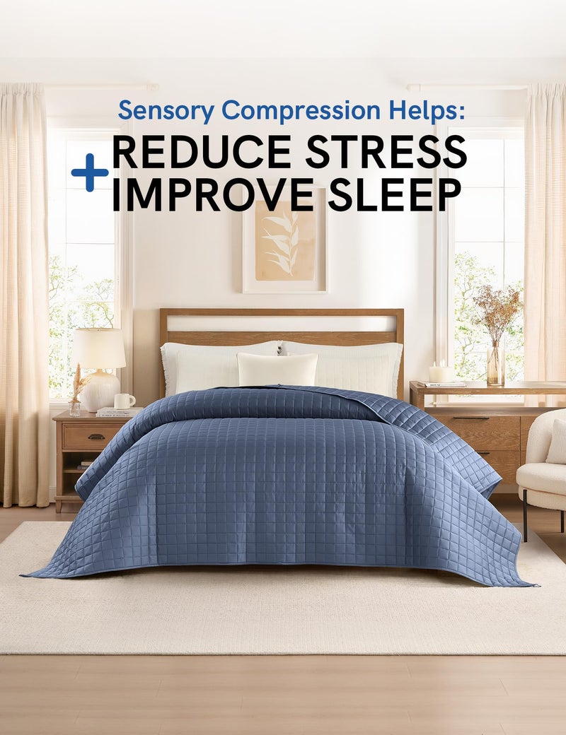 YnM Exclusive Cooling Weighted Blanket Rayon, Bed Blanket for One Person of 110lbs, Ideal for Twin/Full Bed (48x72 Inches, 12 Pounds, Blue Grey) - Image 3