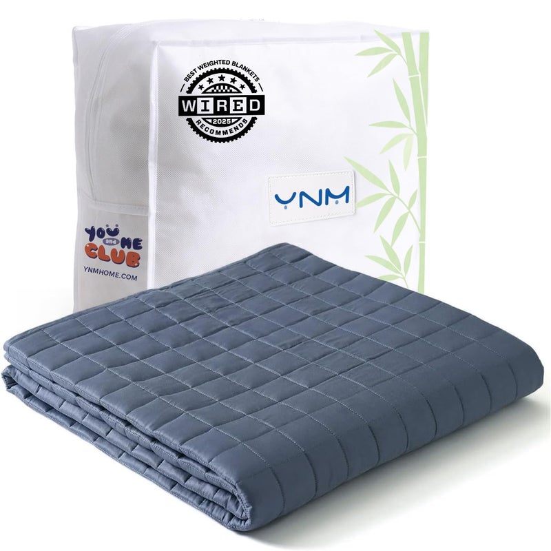 YnM Exclusive Cooling Weighted Blanket Rayon, Bed Blanket for One Person of 110lbs, Ideal for Twin/Full Bed (48x72 Inches, 12 Pounds, Blue Grey) - Image 1