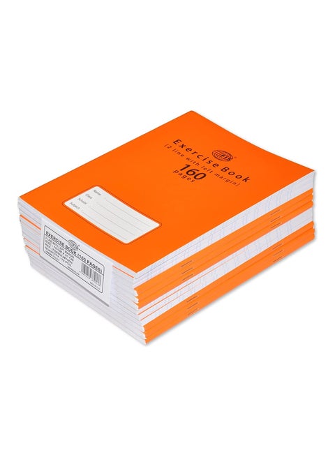 Exercise Book, Size 165x210mm, 80 Sheets, 160 Pages, 2 Line with Left Margin, Packet of 12 Pieces, Neon Orange Cover with Mathematical Info-FSEB2LM160N