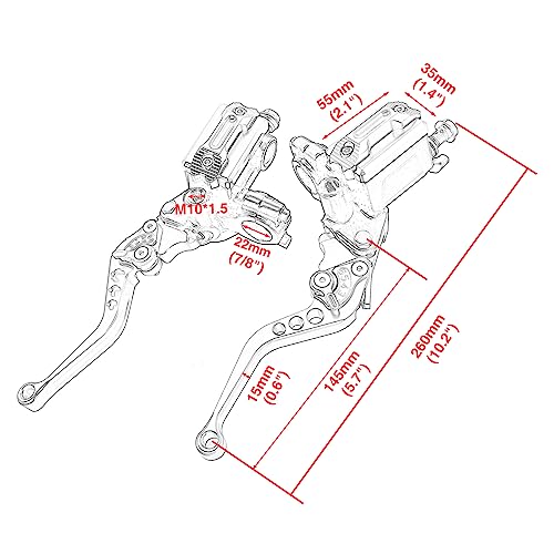 ZSDTRP Universal Motorcycle 7/8" 22mm CNC Hydraulic Brake Clutch Lever Master Double Pump with Warning Switch Mirror Holder for Scooter Motorbike Mped ATV UTV Go Kart (Black) - Image 2