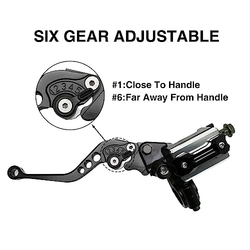 ZSDTRP Universal Motorcycle 7/8" 22mm CNC Hydraulic Brake Clutch Lever Master Double Pump with Warning Switch Mirror Holder for Scooter Motorbike Mped ATV UTV Go Kart (Black) - Image 4
