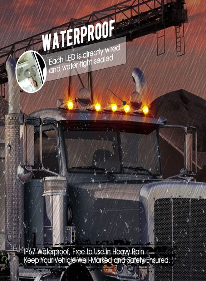 Partsam مجموعة مصابيح Partsam المكونة من 5 قطع، 17 مصباح LED كهرماني، مصابيح سقفية فائقة السطوع مطلية بالكروم، بديل مثالي للشاحنات الثقيلة من فولفو، إنترناشونال، كينوورث، بيتربيلت، فريتلاينر، وماك. - Image 2