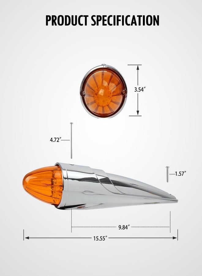 Partsam مجموعة مصابيح Partsam المكونة من 5 قطع، 17 مصباح LED كهرماني، مصابيح سقفية فائقة السطوع مطلية بالكروم، بديل مثالي للشاحنات الثقيلة من فولفو، إنترناشونال، كينوورث، بيتربيلت، فريتلاينر، وماك. - Image 3