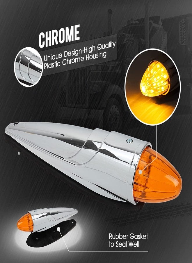 Partsam مجموعة مصابيح Partsam المكونة من 5 قطع، 17 مصباح LED كهرماني، مصابيح سقفية فائقة السطوع مطلية بالكروم، بديل مثالي للشاحنات الثقيلة من فولفو، إنترناشونال، كينوورث، بيتربيلت، فريتلاينر، وماك. - Image 4