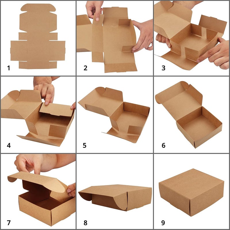 Cardboard Gift Box – 10 Pieces – 12x12x5cm – Easy to Assemble – for Gift Wrapping, Jewelry and Craft Products (Brown) - Image 4