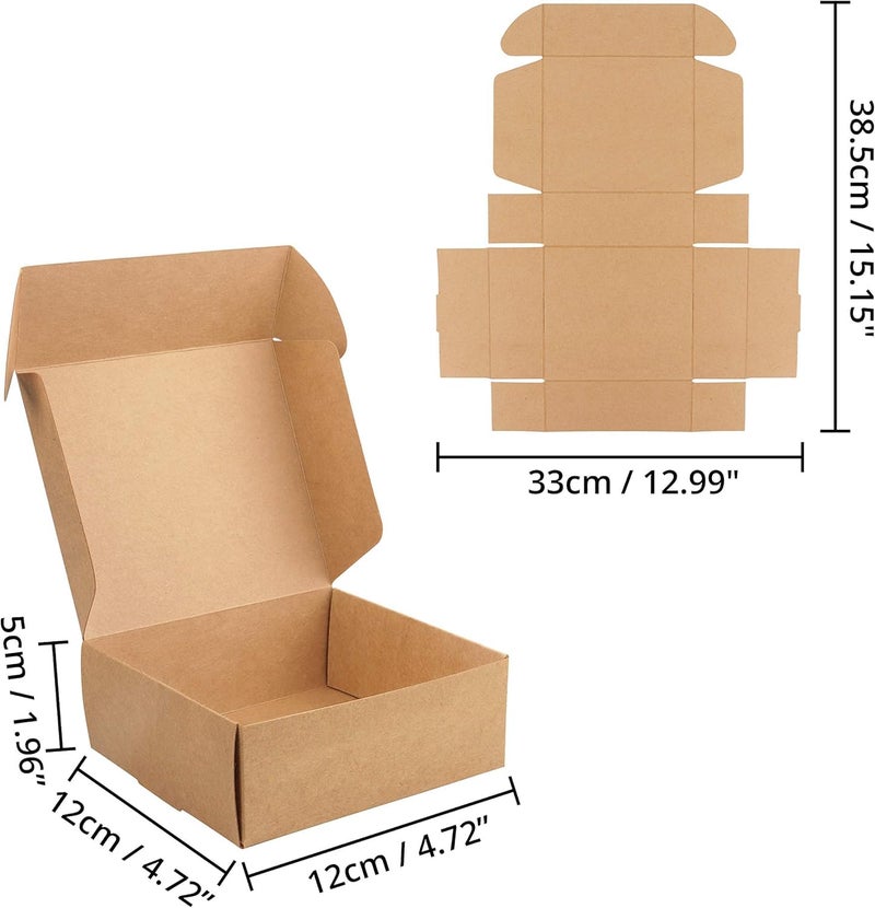 Cardboard Gift Box – 10 Pieces – 12x12x5cm – Easy to Assemble – for Gift Wrapping, Jewelry and Craft Products (Brown) - Image 3