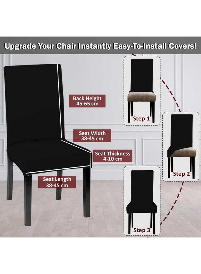 HOTKEI HOTKEI Pack of 4 Black Color 200 GSM Elastic Stretchable Dining Table Chair Seat Cover Protector Slipcover for Dining Table Chair Covers Stretchable 1 Piece Pack of 4 Seater - Image 3