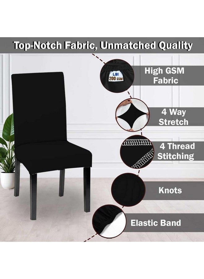 HOTKEI HOTKEI Pack of 4 Black Color 200 GSM Elastic Stretchable Dining Table Chair Seat Cover Protector Slipcover for Dining Table Chair Covers Stretchable 1 Piece Pack of 4 Seater - Image 4