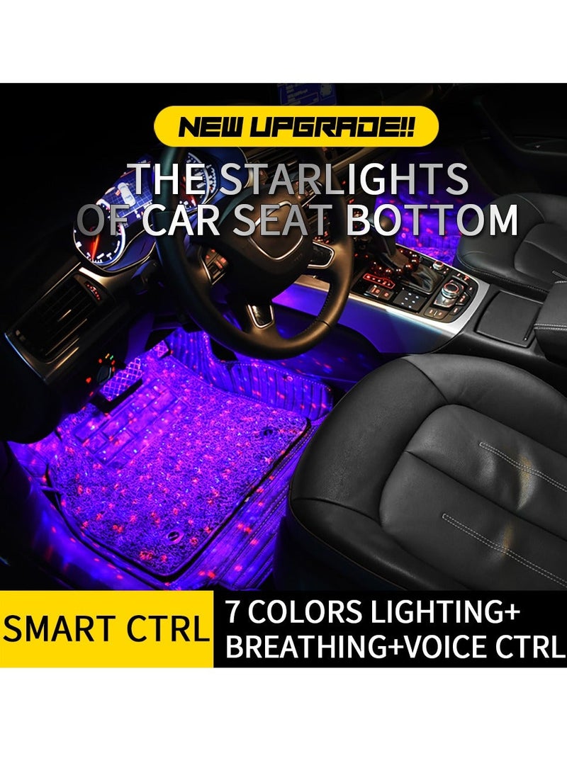 MUNTAQI Car Interior Ambient Lights 4Pcs 12LED USB Plug-in RGB Multicolor Star Atmosphere Lights For Car Carpets Under Dash LED Accent Lighting Kit With Sound Active And Remote Control DC 5V - Image 3