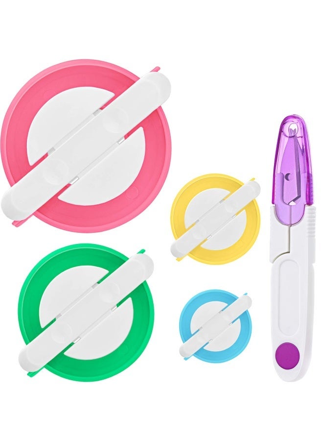 POM-POM MAKER 4 DIFFERENT SIZES POMPOM MAKER FLUFF BALL WEAVER NEEDLE CRAFT DIY WOOL KNITTING CRAFT KNITTING WOOL TOOL KIT WITH THREAD CUTTER SCISSORS COLOR SET B