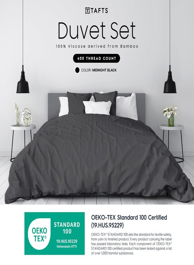 Tafts Duvet Cover Full Size, 3 Piece Set, Pure 100% Viscose Derived from Bamboo, Luxuriously Soft, Silky Smooth and Cooling, 2 Pillowcases (Full, Midnight Black) - Image 2