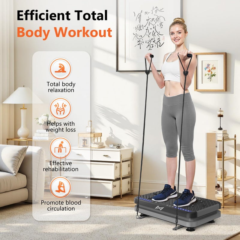 AXV Vibration Plate Fitness Platform Exercise Machine Vibrating Shaking Full Body Shaker Workout Vibrate Stand Shake Board Sport Gym for Weight Loss Fat Burner for Women Men - Image 5